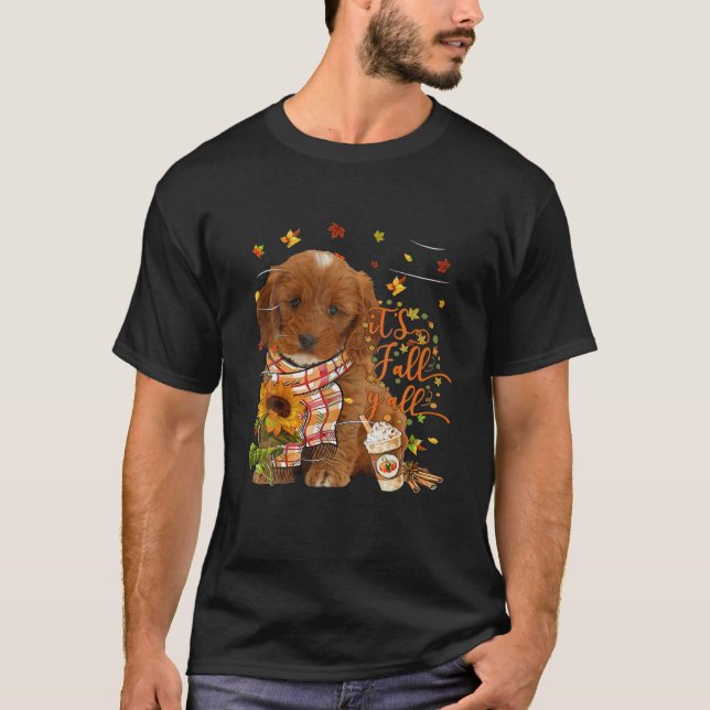It's Fall Y All RED Cockapoo Dog Thanksgiving T-Shirt (Front)