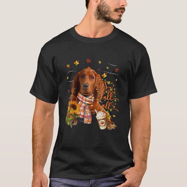 It's Fall Y All Redbone Coonhound Dog Thanksgiving T-Shirt (Front)