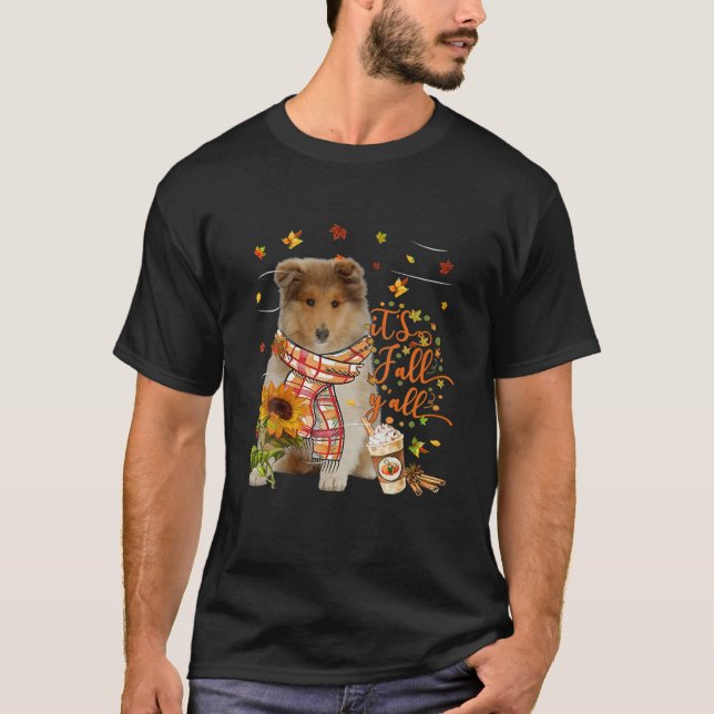 It's Fall Y All Rough Collie Dog Thanksgiving T-Shirt (Front)