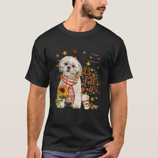 It's Fall Y All Shih Tzu Dog Thanksgiving T-Shirt (Front)