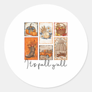 It's Fall Y'all Autumn Pumpkin Season Halloween Th Classic Round Sticker