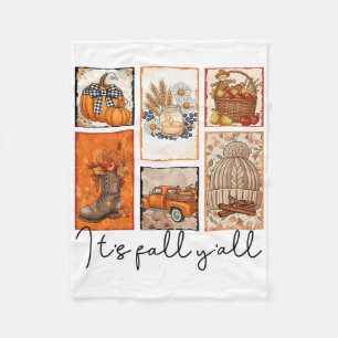 It's Fall Y'all Autumn Pumpkin Season Halloween Th Fleece Blanket
