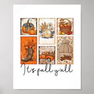 It's Fall Y'all Autumn Pumpkin Season Halloween Th Poster