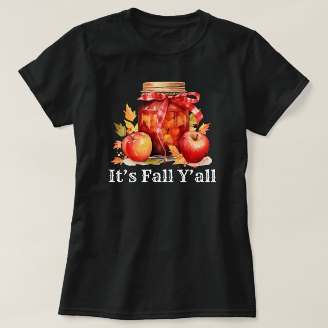It's Fall Y'all | Autumn Season | Pumpkin Black T-Shirt (Design Front)