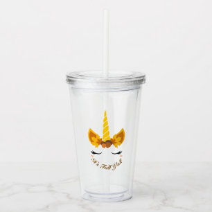 It's Fall Y'all Autumn Unicorn Plastic Cup & Straw