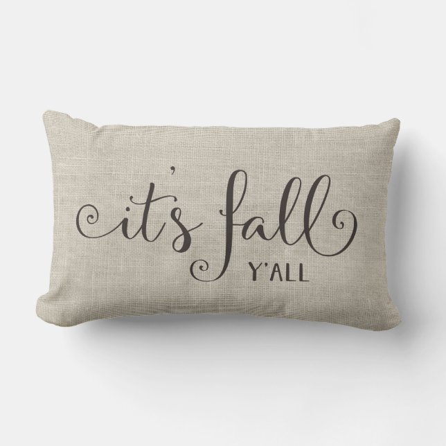 it's fall y'all burlap typography lumbar cushion (Front)