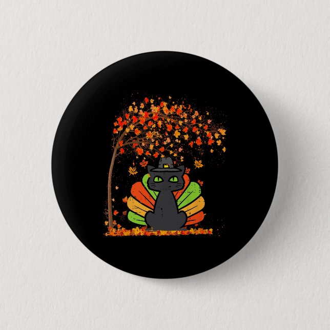 It's Fall Y'all Cat Leaf Fall Tree Hello Autumn Th 6 Cm Round Badge (Front)