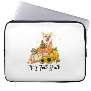 It's Fall Y'all Corgi Pumpkin Thanksgiving Laptop Sleeve