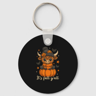 It's Fall Y'all Cow Pumpkin Fall Cow Thanksgiving Key Ring