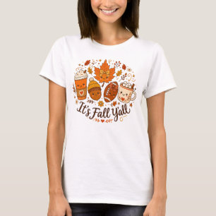 It's Fall Yall Cute Autumn Pumpkin Spice Latte Art T-Shirt