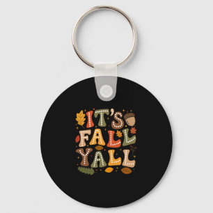 Its Fall Yall Cute Autumn Thanksgiving Leaves Men Key Ring