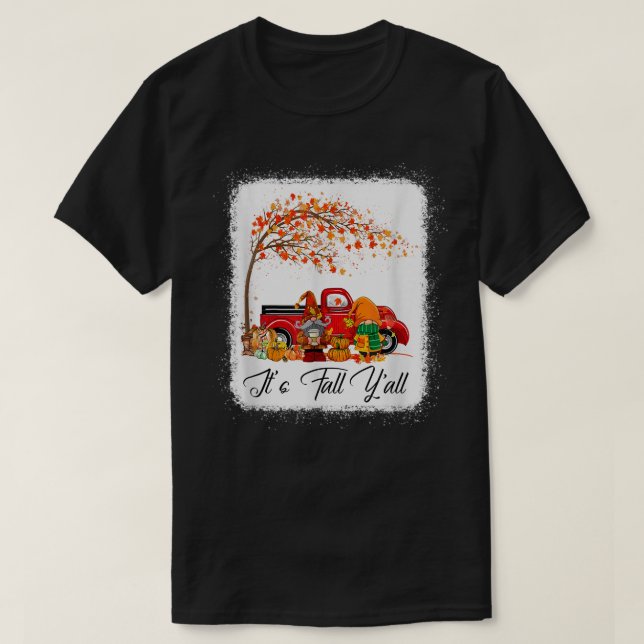 It's Fall Y'all Cute Gnomes Pumpkin Truck Autumn T T-Shirt (Design Front)