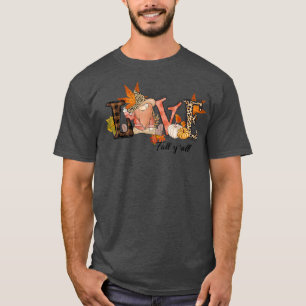 Its Fall Yall Cute Love Gnomes Pumpkin Fall Leaves T-Shirt