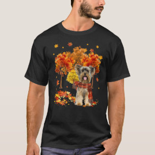 It's Fall Y'all Cute Yorkie Autumn Tree Fall Leave T-Shirt