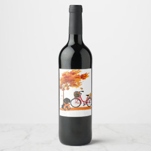 Its Fall Yall Dachshund Bike Pumpkin Spice Fall Au Wine Label