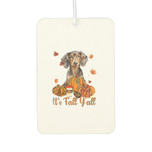 Its Fall Y'all Dachshund Dog Fall Scarf Autumn Pum Car Air Freshener