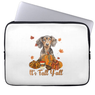 Its Fall Y'all Dachshund Dog Fall Scarf Autumn Pum Laptop Sleeve