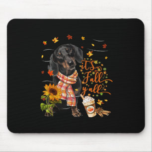 It's Fall Y'all Dachshund Dog Thanksgiving Hallowe Mouse Pad