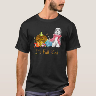 It's Fall Y'all English Sheepdog Fall Scarf Thanks T-Shirt