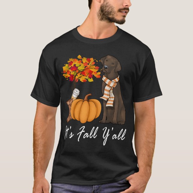 Its Fall Yall Fall Tees For Women Chocolate Lab Fo (Front)