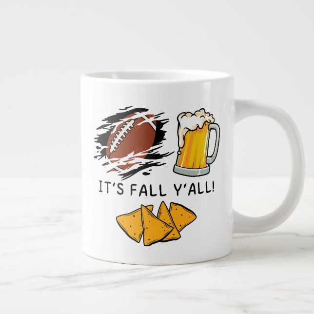 It's Fall Y'all Football, Beer, Chips Mug (Right)