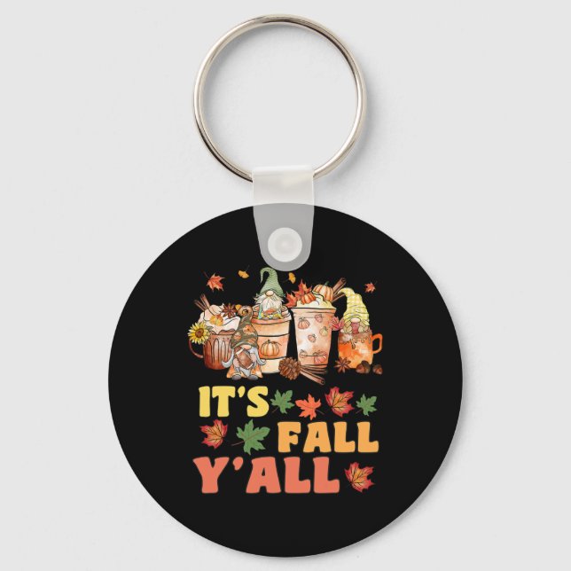 It's Fall Y'all Football Gnome Happy Fall Y’all Wo Key Ring (Front)