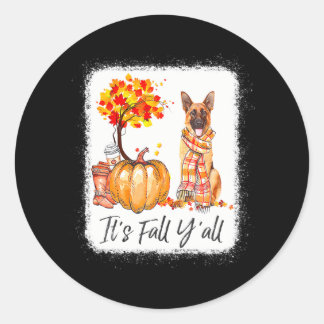 It's Fall Y'all German Shepherd Dog Halloween Classic Round Sticker