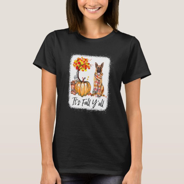 It's Fall Y'all German Shepherd Dog Halloween Than T-Shirt (Front)