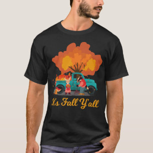 It's Fall Y'all Gnome Dwarf Autumn Leaves Fall Pum T-Shirt
