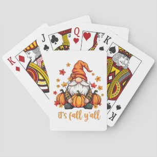 It's Fall Y'all Gnomes Pumpkin Autumn Thanksgiving Playing Cards
