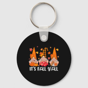 It's Fall Y'all Gnomes Thanksgiving Halloween Autu Key Ring