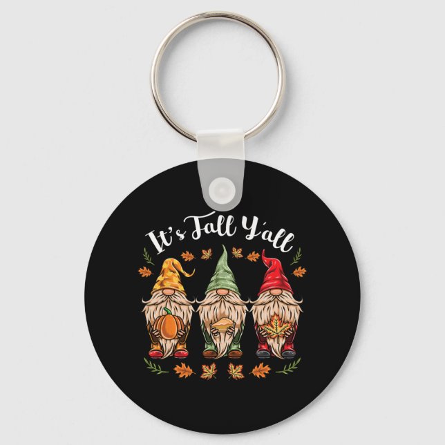 Its Fall Y'all Gnomes Thanksgiving  Key Ring (Front)