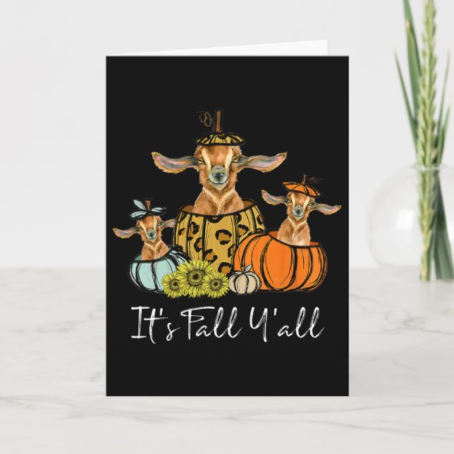 It's Fall Y'all Goat Animal Leopard Pumpkin Fallin Card (Front)