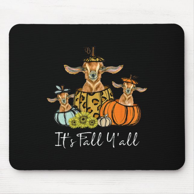 It's Fall Y'all Goat Animal Leopard Pumpkin Fallin Mouse Pad (Front)