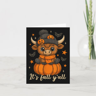 Its Fall Yall Highland Cow Pumpkin Fall Cow Thanks Card
