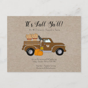 It's Fall Ya'll Kraft Fall Party Invitation  Postcard
