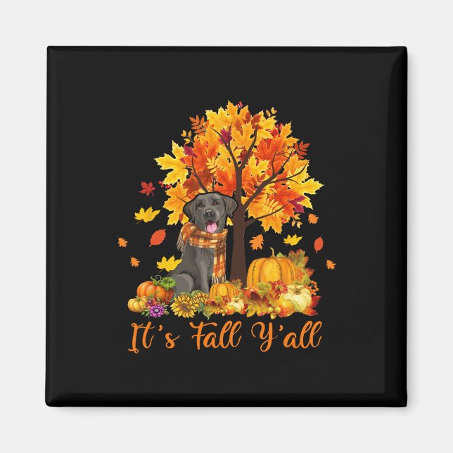 It's Fall Y'all Labrador Black Lab Halloween Thank Magnet (Front)