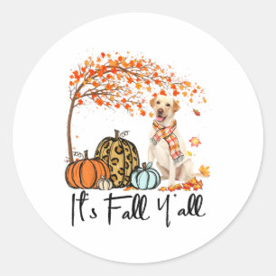 It's Fall Y'all Labrador Retriever Pumpkin Autumn Classic Round Sticker