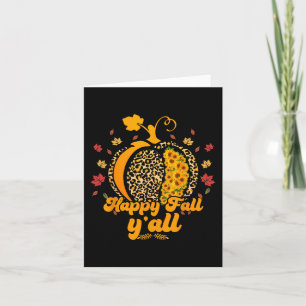 Its Fall Yall Leopard Print Pumpkin Sunflower Hall Card