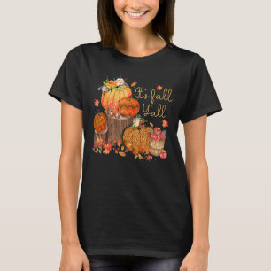 It's Fall Y'all Leopard Pumpkin Autumn Vibes Thank T-Shirt