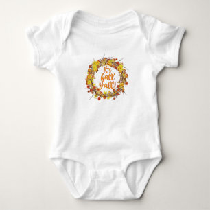 It's Fall Y'all Orange Autumn Leaves Baby Bodysuit