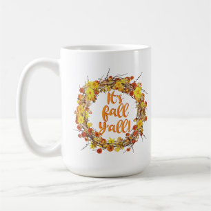 It's Fall Y'all Orange Autumn Leaves Coffee Mug