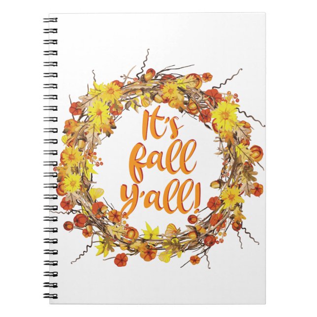 It's Fall Y'all Orange Autumn Leaves Notebook (Front)
