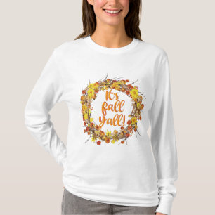 It's Fall Y'all Orange Autumn Leaves T-Shirt