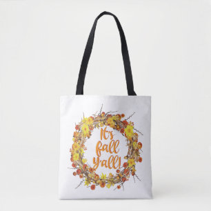 It's Fall Y'all Orange Autumn Leaves Tote Bag