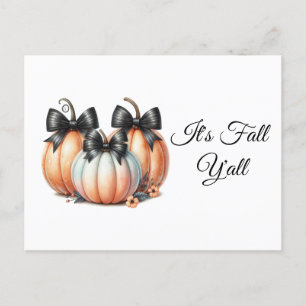 It's Fall Y'all: Pastel Pumpkins Holiday Postcard