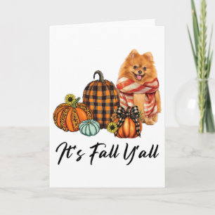 It's Fall Y'all Pomeranian Dog Leopard Coquette Bo Card