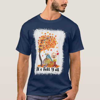 Its Fall Yall Pomeranian Dog Pumpkin Autumn Bleach T-Shirt