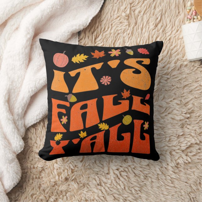 It's Fall Y'all Pumpkin And Fall Leaves Autumn  Cushion (Blanket)