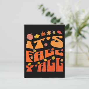 It's Fall Y'all Pumpkin And Fall Leaves Autumn Postcard